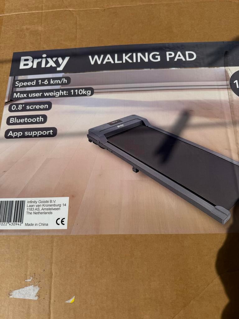 Brixi Walking Pad - 1-6 km/u, Bluetooth & App ondersteuning, Sport en Fitness, Nieuw, Ophalen of Verzenden, Metaal, Loopband