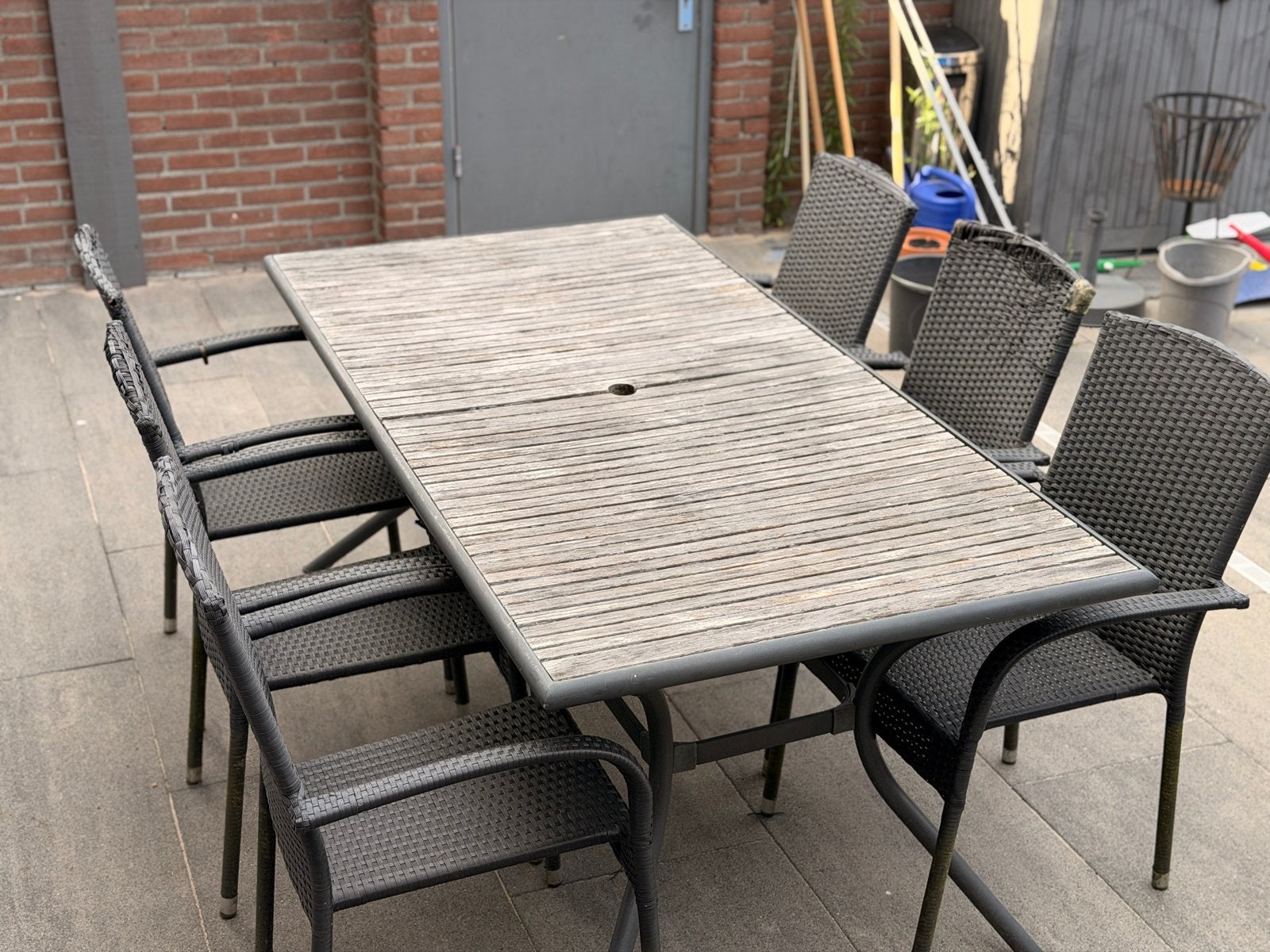 Gratis tuinset, Tuin en Terras, Tuinsets en Loungesets, Ophalen, Gebruikt, Eettafel, 6 zitplaatsen