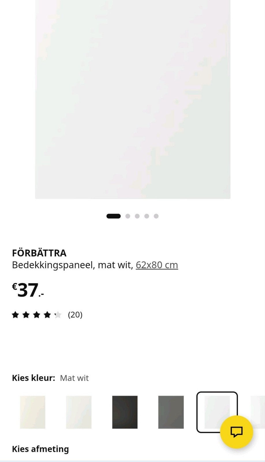 2x Ikea forbattra bedekkingspaneel wit nieuw in doos, Ophalen, Wit, Nieuw, 50 tot 100 cm