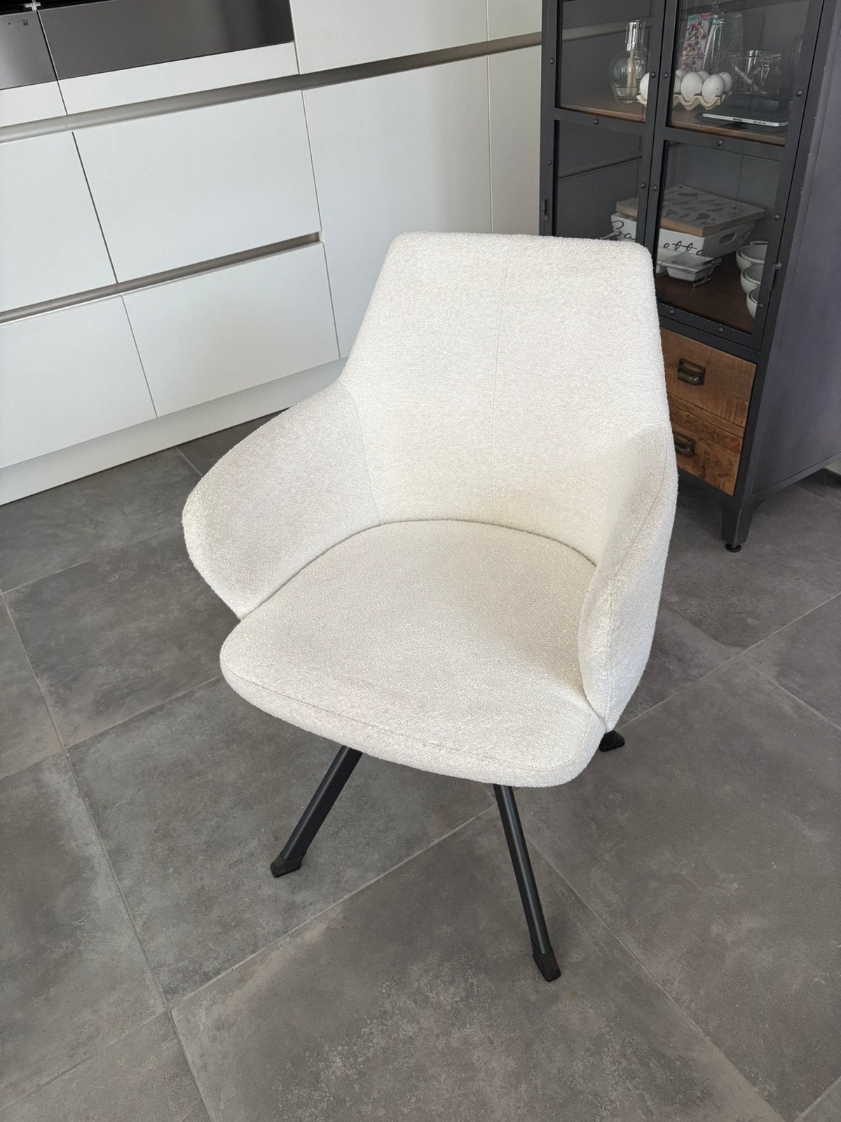 BAENKS eetkamerstoelen x4 draaibaar, Ophalen, Wit, Zo goed als nieuw, Stof