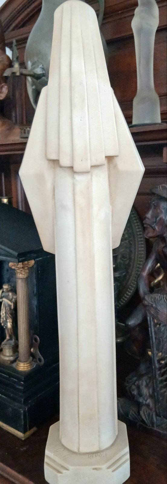 Art Deco Beeld Maria met Kind - A. Carli - Gips, Art deco, Gips, Ophalen of Verzenden, Beeld