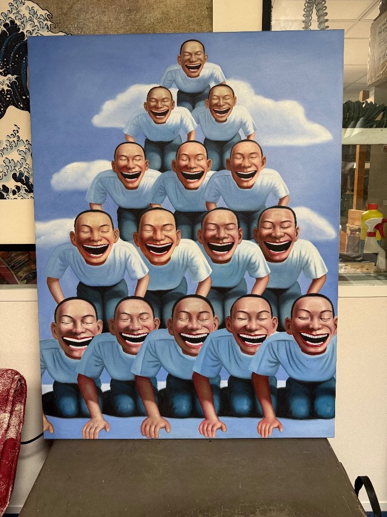 Reproductie op doek van bekende Chinese kunstenaar 80-120, Antiek en Kunst, Kunst | Schilderijen | Klassiek, Ophalen, Acrylverf