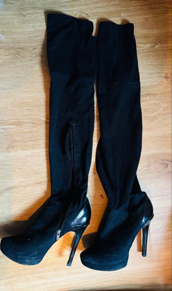 Bershka Overknee Laarzen Zwart - Maat 39, Ophalen of Verzenden, Gedragen, Zwart, Hoge laarzen