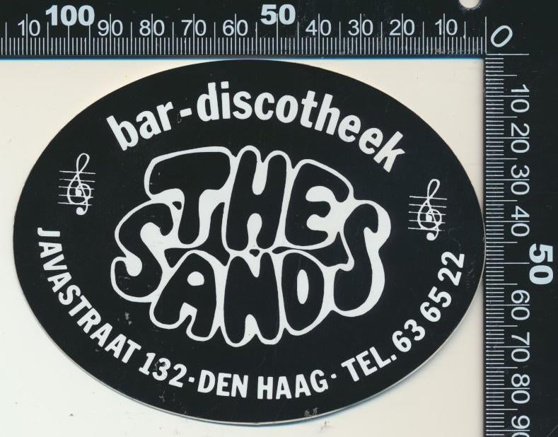 Sticker: Bar Discotheek The Sanos - Den Haag, Verzamelen, Ophalen of Verzenden, Zo goed als nieuw, Bedrijf of Vereniging