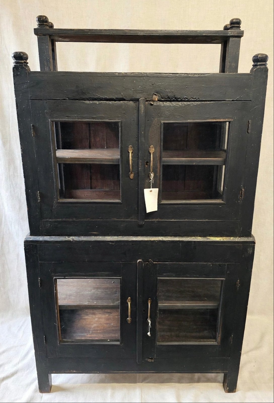 Antieke Indiase Kast - Zwart, 2-delig, 85x45x160 cm, Ophalen