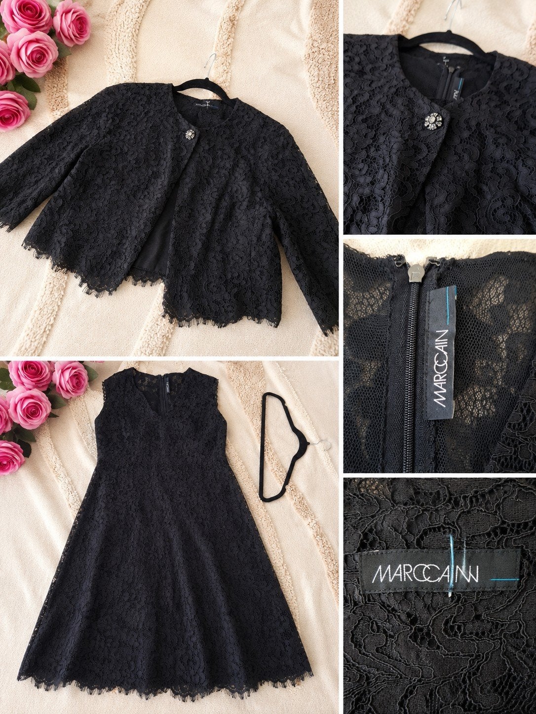 Marc Cain Zwart Kanten Jurkje met Bolero Maat M, Kleding | Dames, Maat 38/40 (M), Marc Cain, Zwart, Ophalen of Verzenden