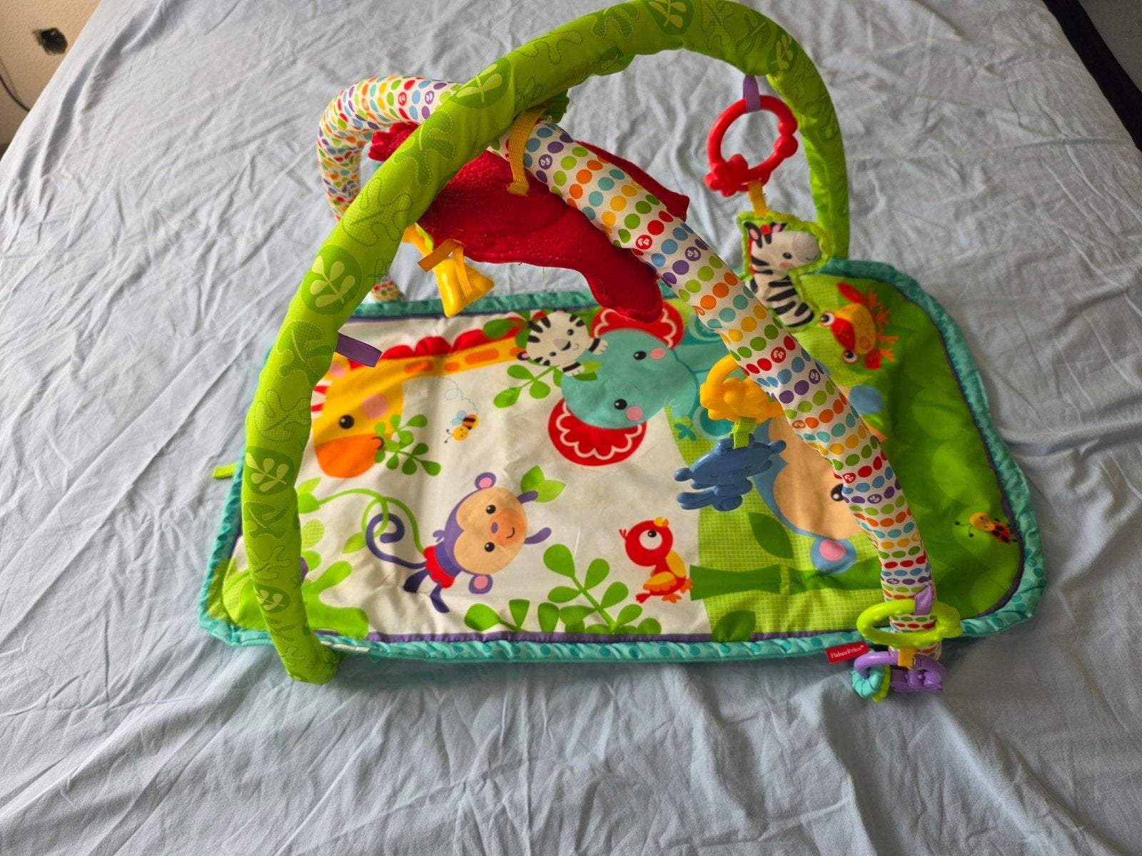 Fisher-Price Baby Speelkleed met Speelboog en Speeltjes, Ophalen, Zo goed als nieuw, Rammelaar, Met geluid