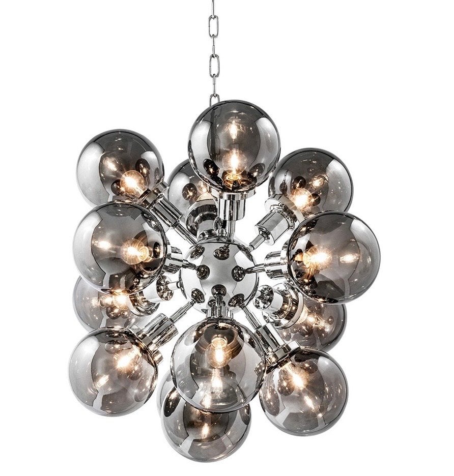 2 Eichholtz Hanglampen Ludlow Smoke - Hotel Chique Stijl, Ophalen, Zo goed als nieuw, Glas