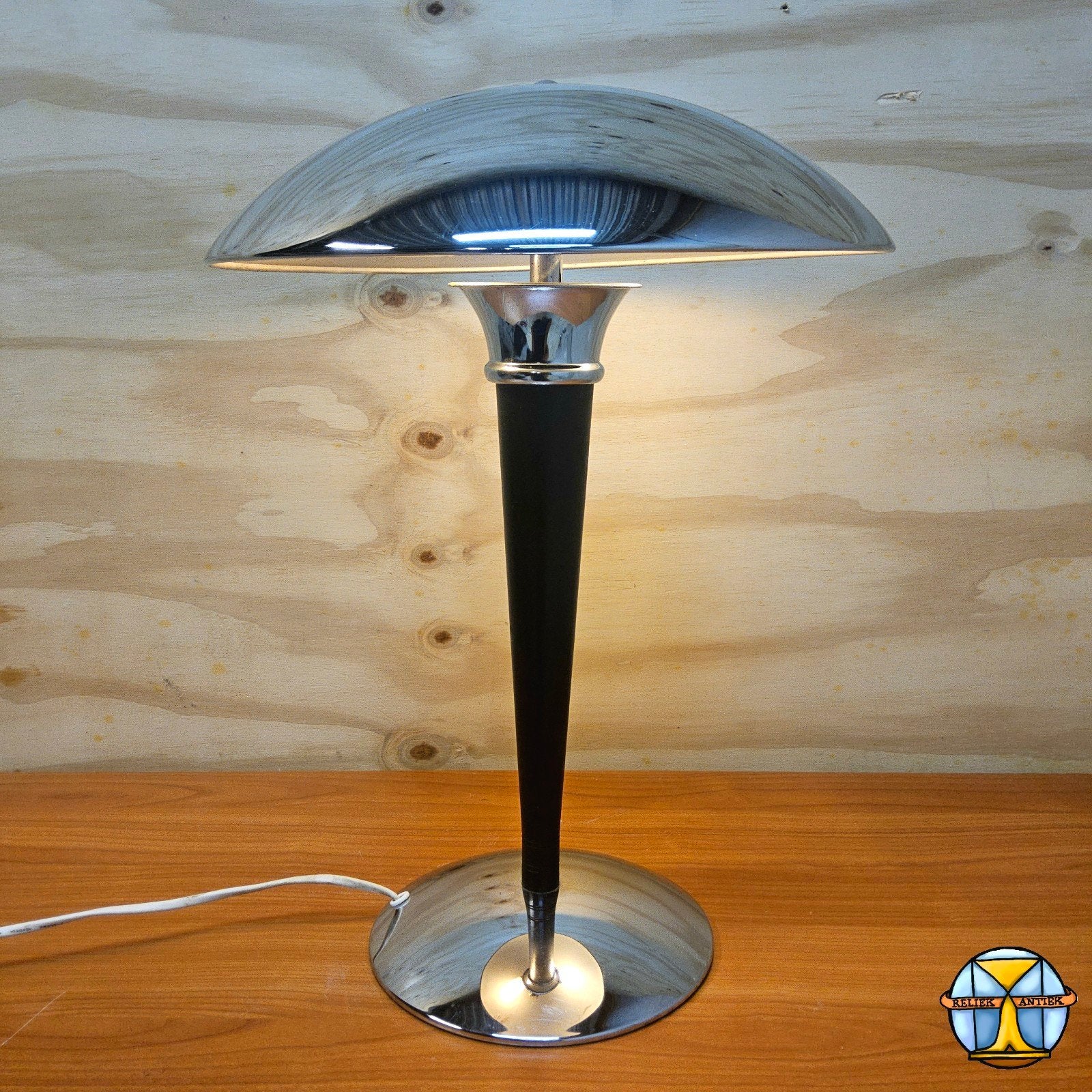 Vintage Ikea Mushroom Dakapo Bauhaus /Art Deco lamp chroom, Gebruikt, Ophalen of Verzenden, Metaal, Minder dan 50 cm