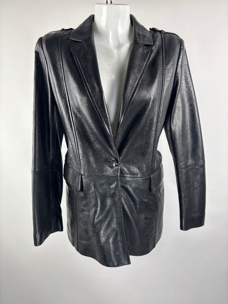 TRUSSARDI Zwart lam leer jasje  MAAT IT 46 - EU 40/42, Zwart, Maat 42/44 (L), Ophalen of Verzenden, Zo goed als nieuw