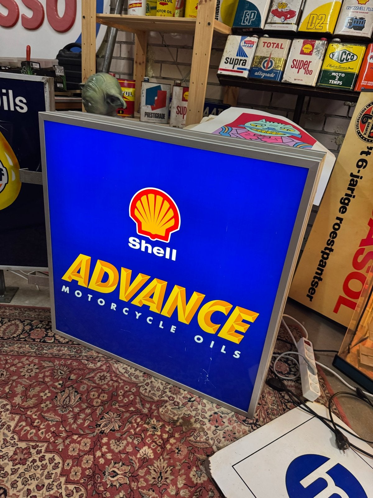 Shell Advance Motorcycle Oils Lichtbak - Vintage Reclame, Verzamelen, Ophalen, ., Lichtbak of (neon) lamp, Zo goed als nieuw
