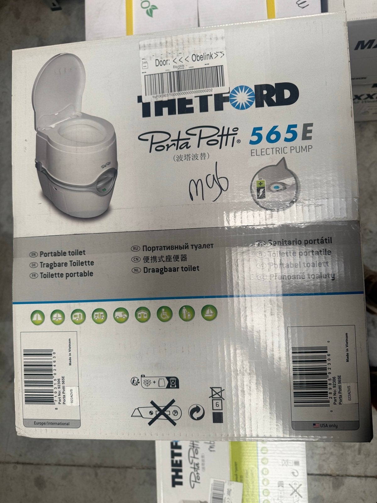 Thetford Porta Potti 565E Elektrisch Draagbaar Toilet, O, O, O, Nieuw