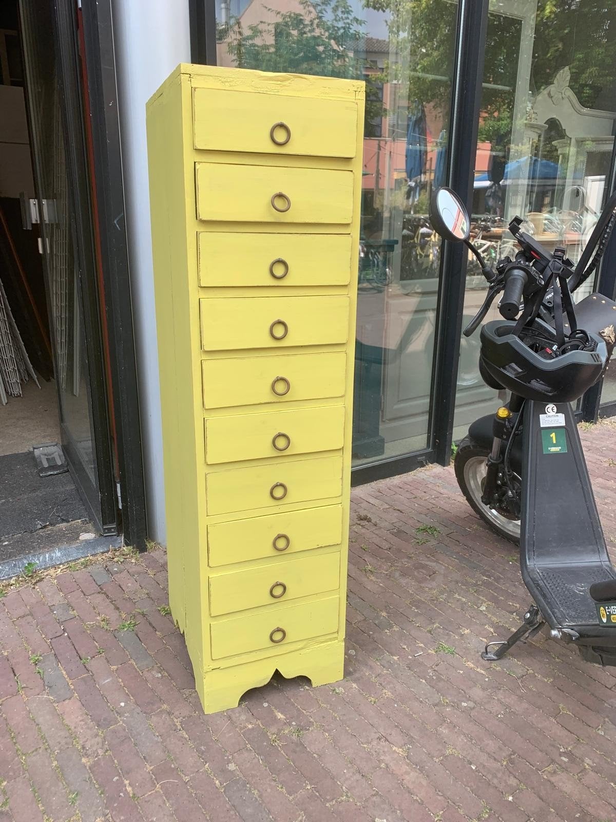 Vintage gele ladekast met 10 lades, Ophalen of Verzenden