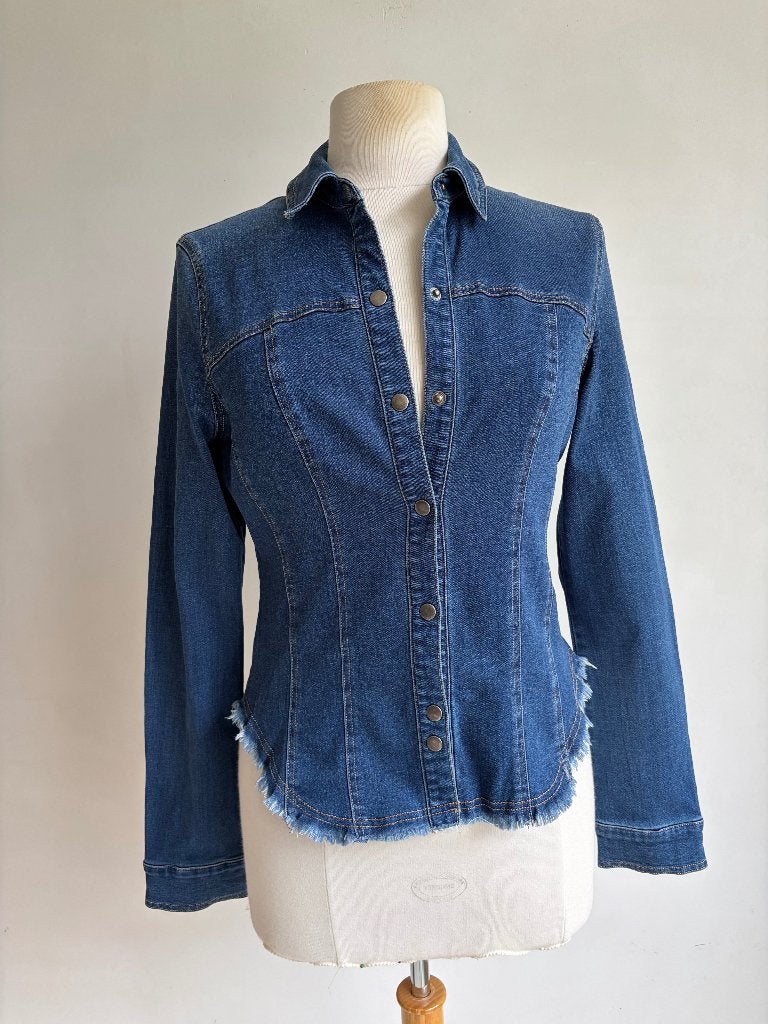 urban outfitters blouse jeans denim maat L, Zo goed als nieuw, Verzenden, Blauw, Maat 42/44 (L)