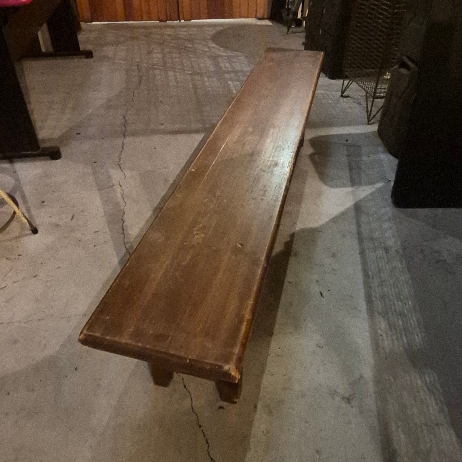 Toffe houten bank, Ophalen, Gebruikt, 125 cm of meer, 125 cm of meer