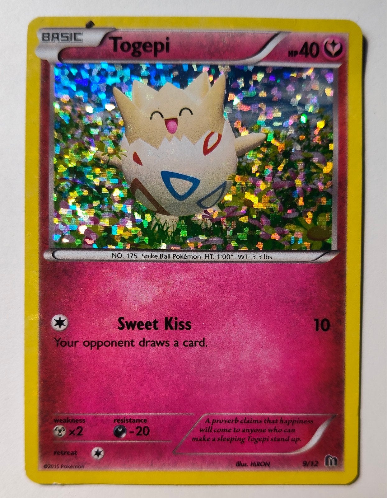 Togepi Pokémon Kaart - McDonalds 2015 - Zo goed als nieuw, Ophalen of Verzenden, Zo goed als nieuw, Losse kaart, Foil