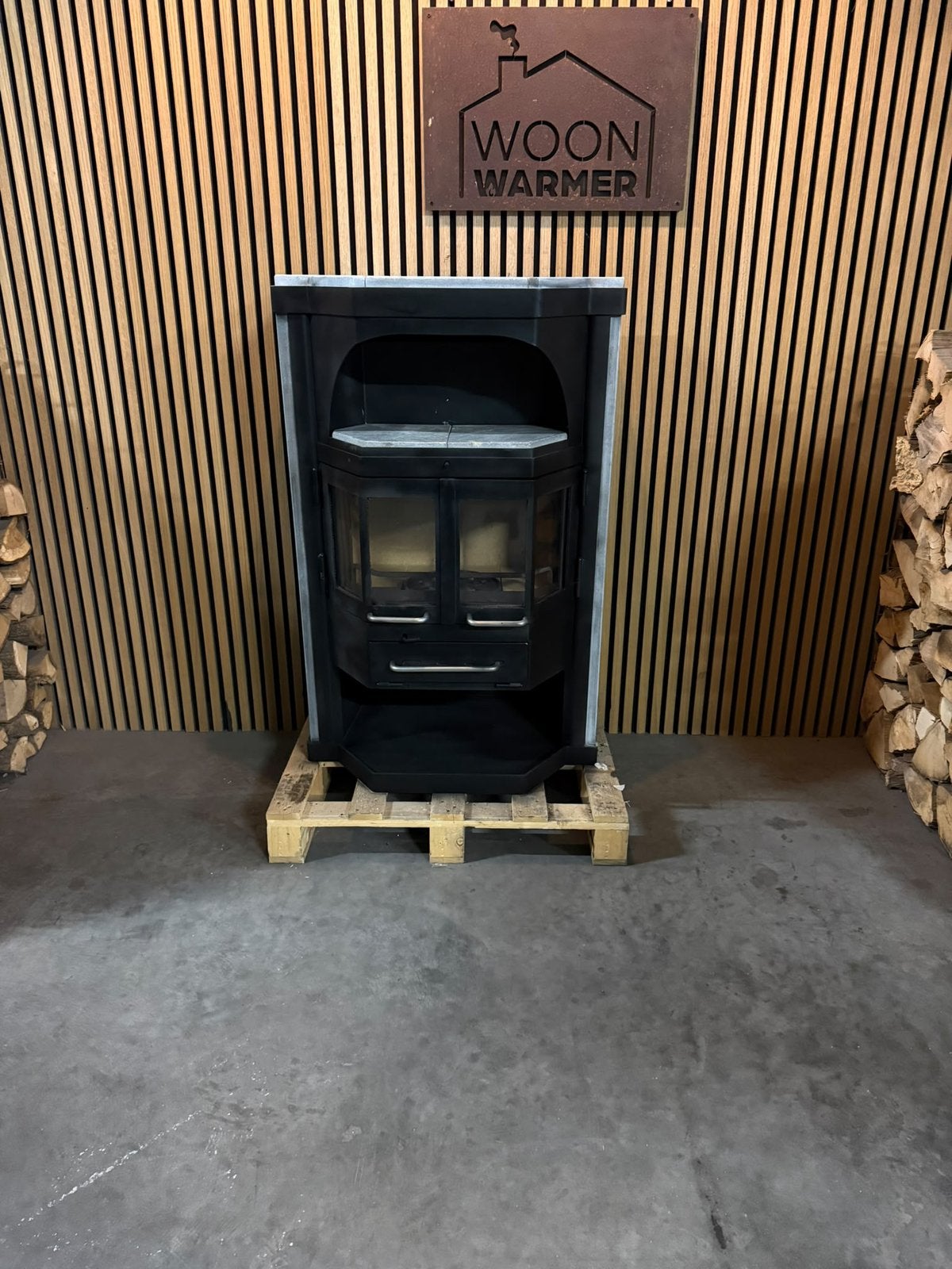 26111 Speksteenkachel Bk 8kw, Huis en Inrichting, Ophalen, Info@woonwarmer.nl, Gebruikt, Houtkachel