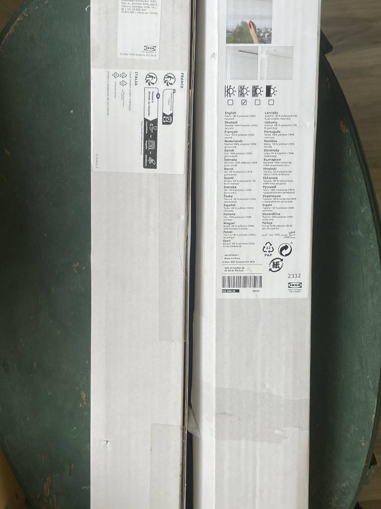 2x Nieuwe IKEA HOPPVALS dubbel plisségordijnen 60x155 wit, Ophalen, Wit, Nieuw, Scandinavisch / modern