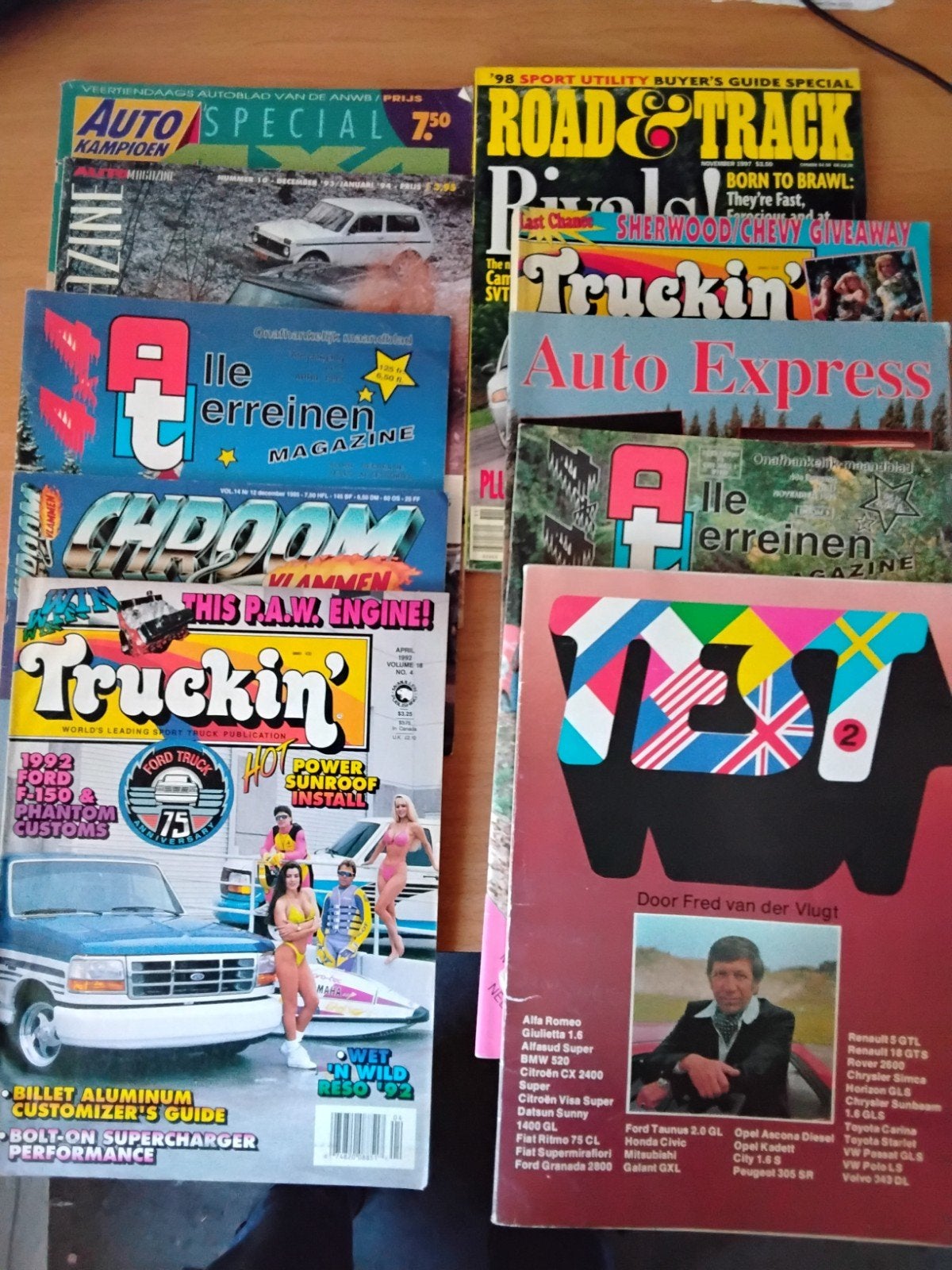 jaren90:10 automagazines:Auto Express,Truckin', Road & Track, Ophalen of Verzenden, Gelezen, Overige typen