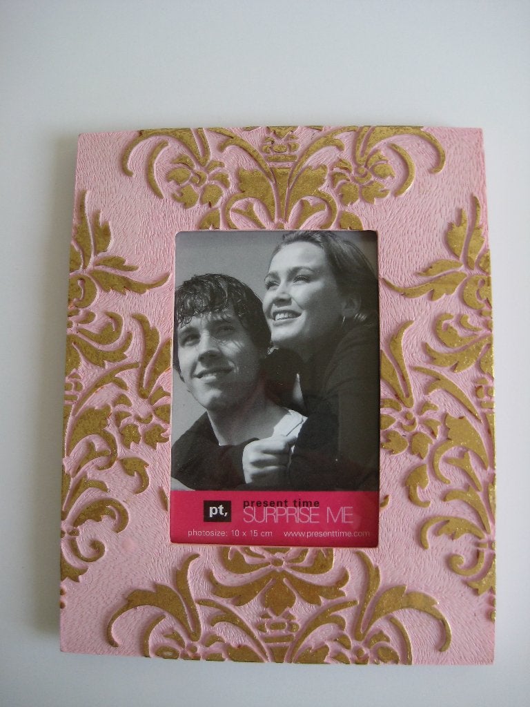 Present Time fotolijst 10x15 cm roze met goud barok NIEUW!, Met sierrand, Nieuw, Ophalen of Verzenden, Fotolijst