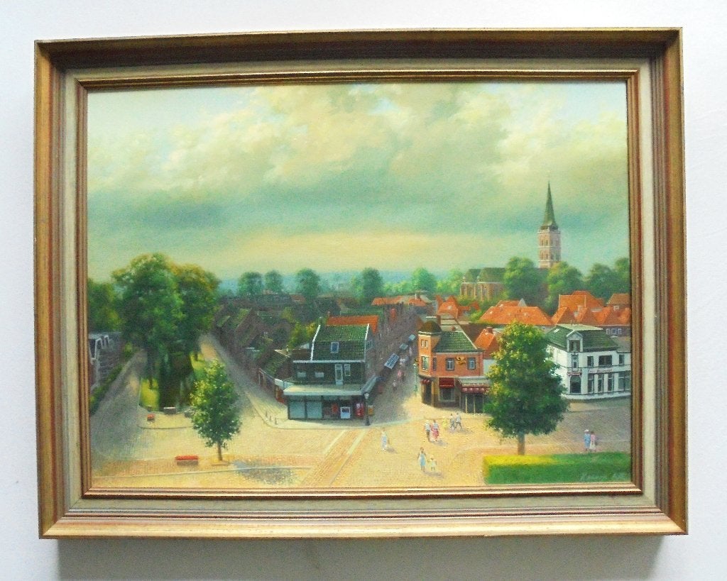 V.A.Ivanov.Prachtig, kleurrijk Hollands dorpsgezicht., Antiek en Kunst, Ophalen