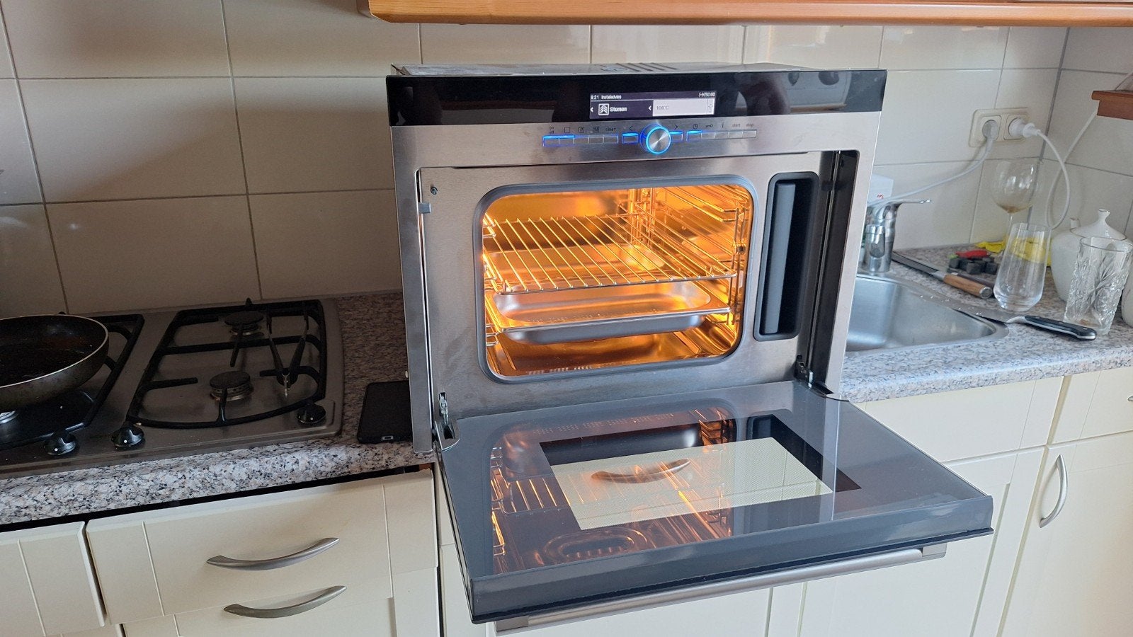 Siemens Stoomoven HLHB26-2 met stoomschaal en rooster, Witgoed en Apparatuur, Ophalen, 45 tot 50 cm, Gebruikt, Siemens
