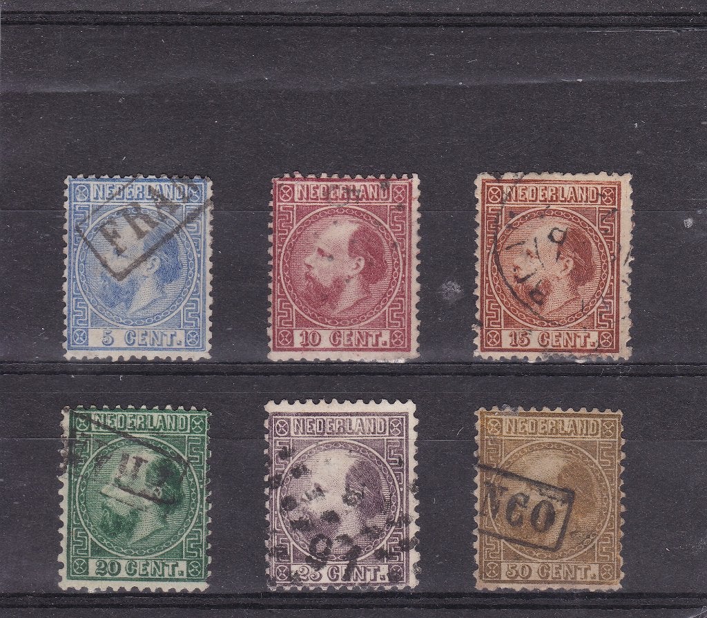 1867-1868, Koning Willem III, nvph nrs. 7 - 12, gebruikt., Verzenden, T/m 1940, Gestempeld