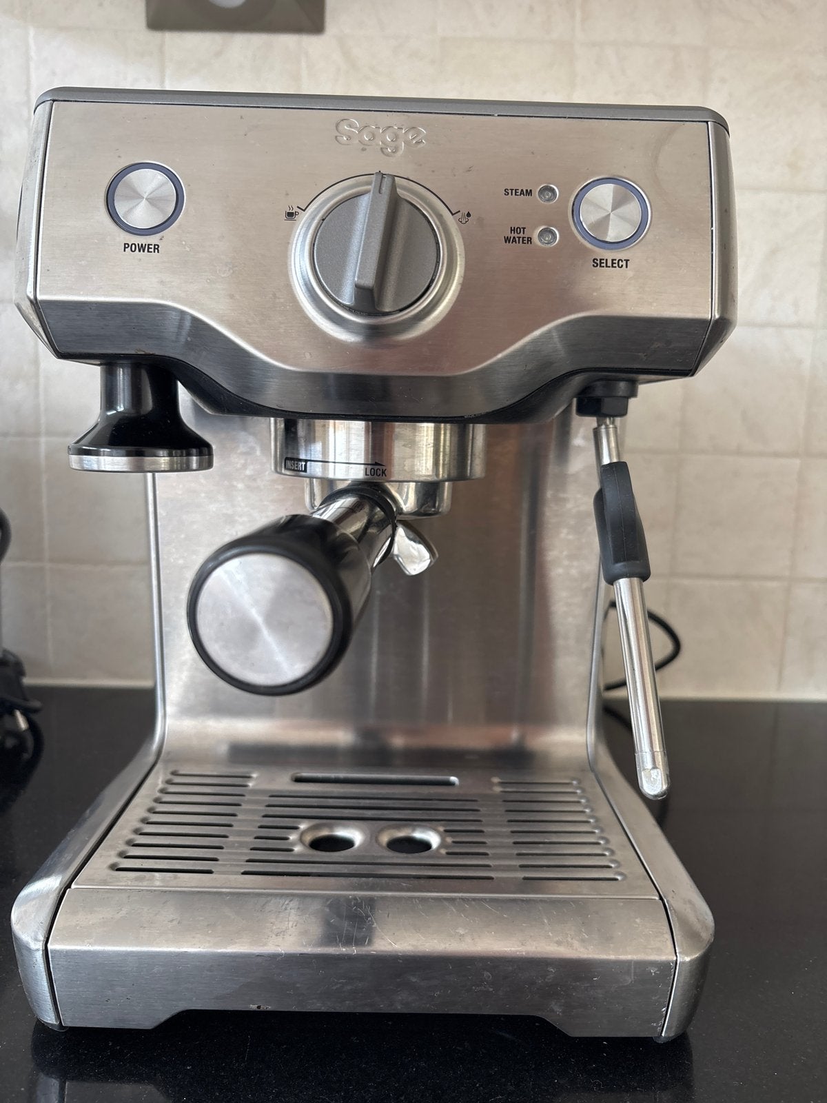Sage Barista Express Espressomachine - RVS, Gebruikt, Espresso apparaat, Koffiebonen, 1 kopje
