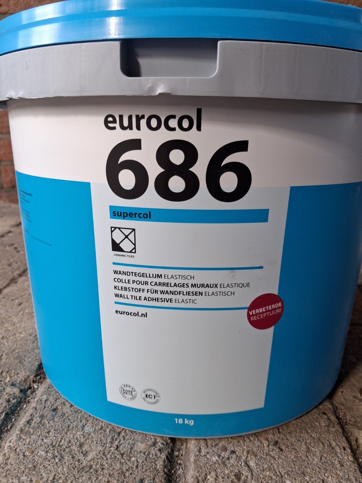 16 emmers Eurocol 686 Supercol Tegellijm - Elastisch (18 kg), Overige materialen, Wandtegels, Nieuw, Minder dan 20 cm