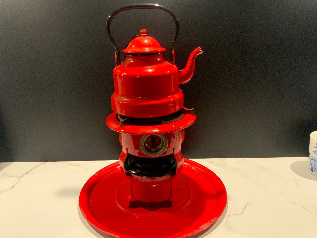 Emaille petroleumset, Antiek en Kunst, Ophalen of Verzenden