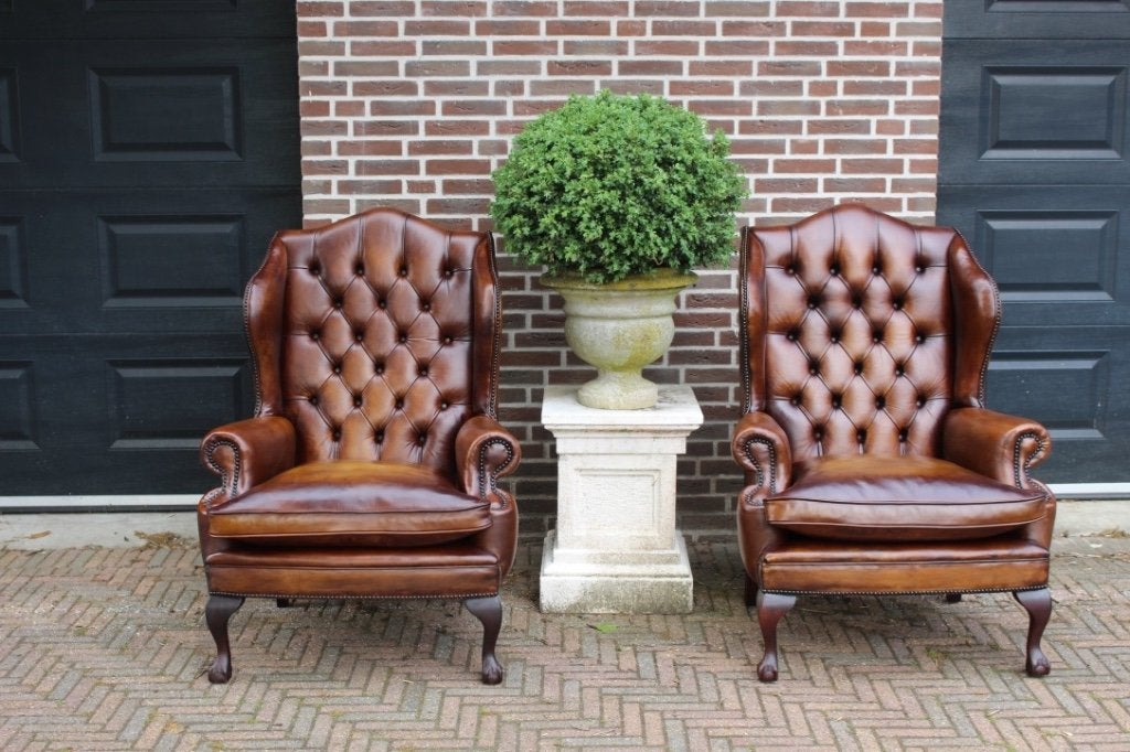 traditioneel Engelse oorfauteuils, Ophalen, Minder dan 75 cm, Zo goed als nieuw, 75 tot 100 cm
