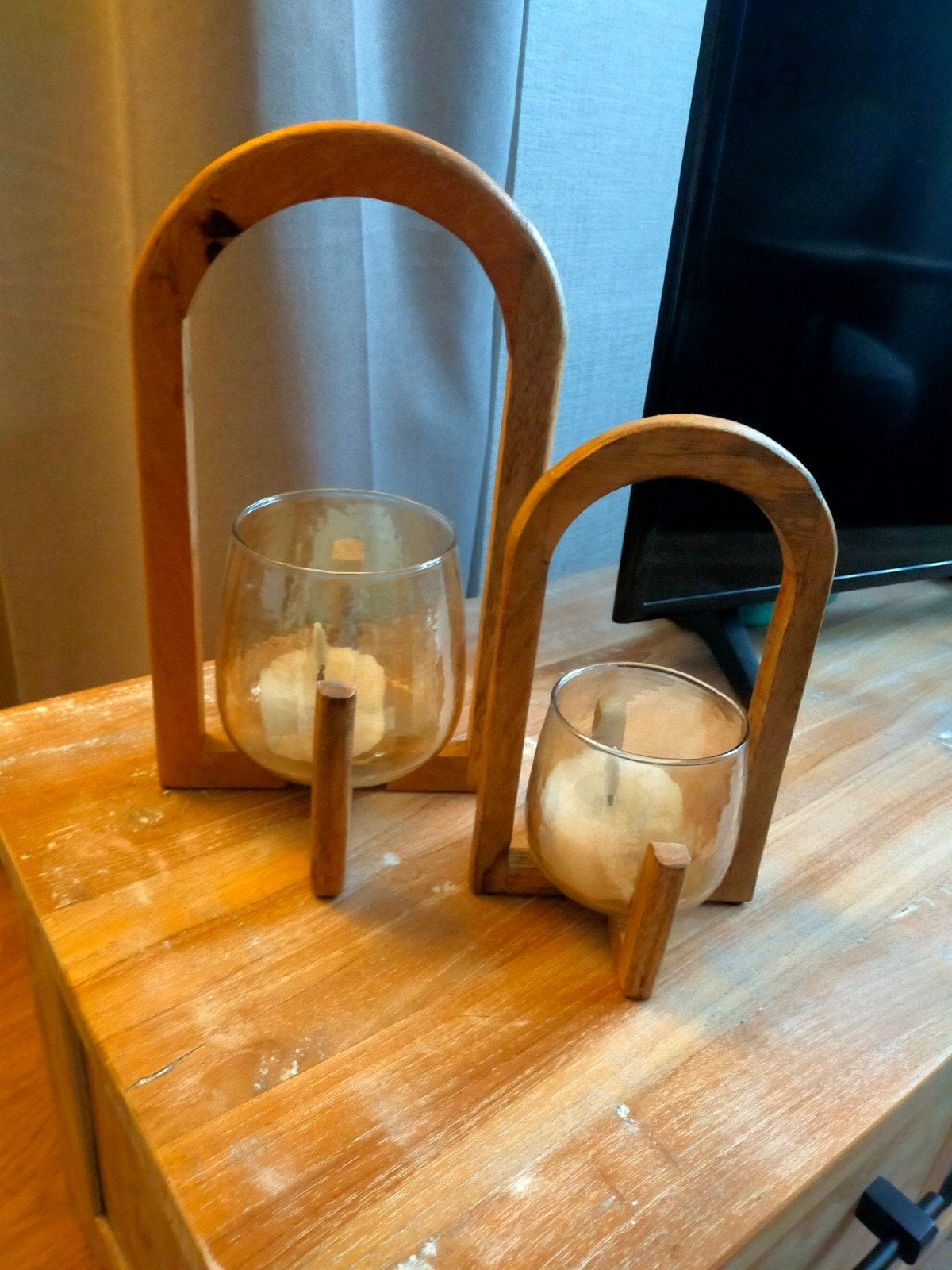 mango houten windlichten, Huis en Inrichting, Ophalen, Zo goed als nieuw