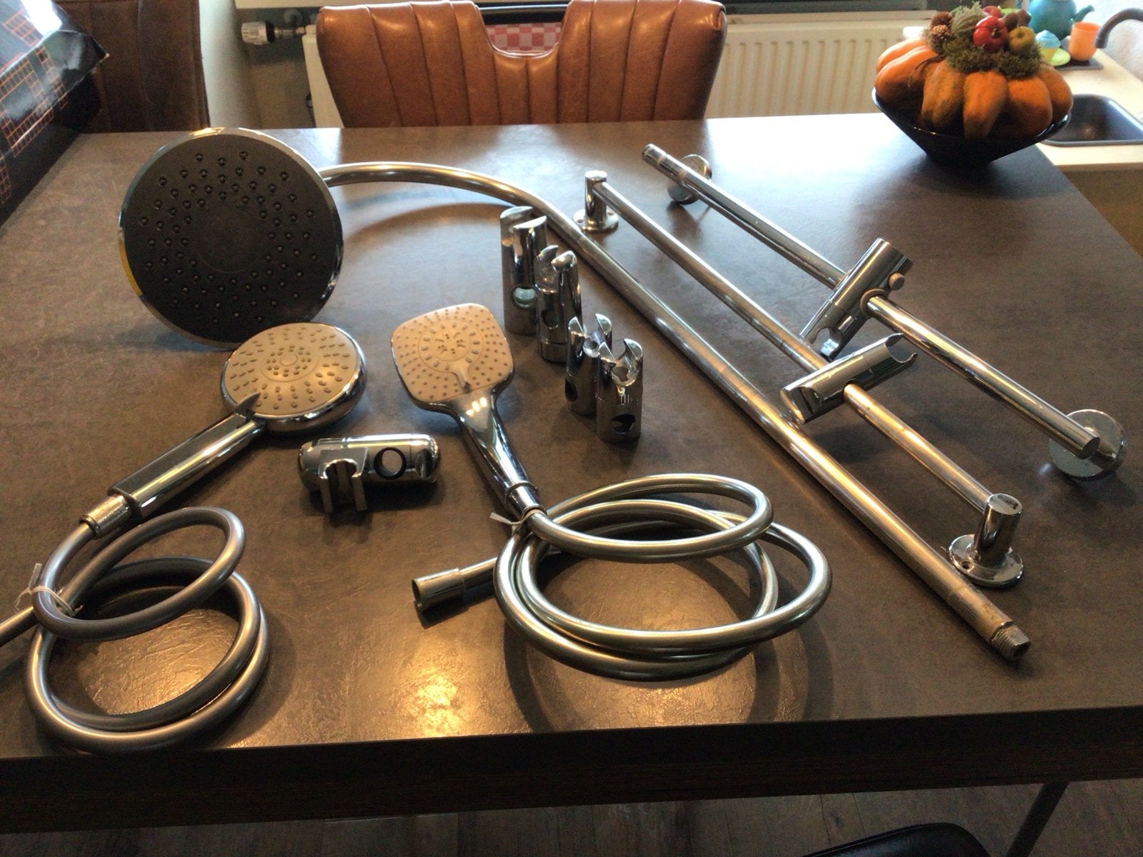 Diverse verchroomde douchekoppen en glijstangen, regendouche, Huis en Inrichting, Ophalen, Gebruikt, Overige merken, Douche-accessoire