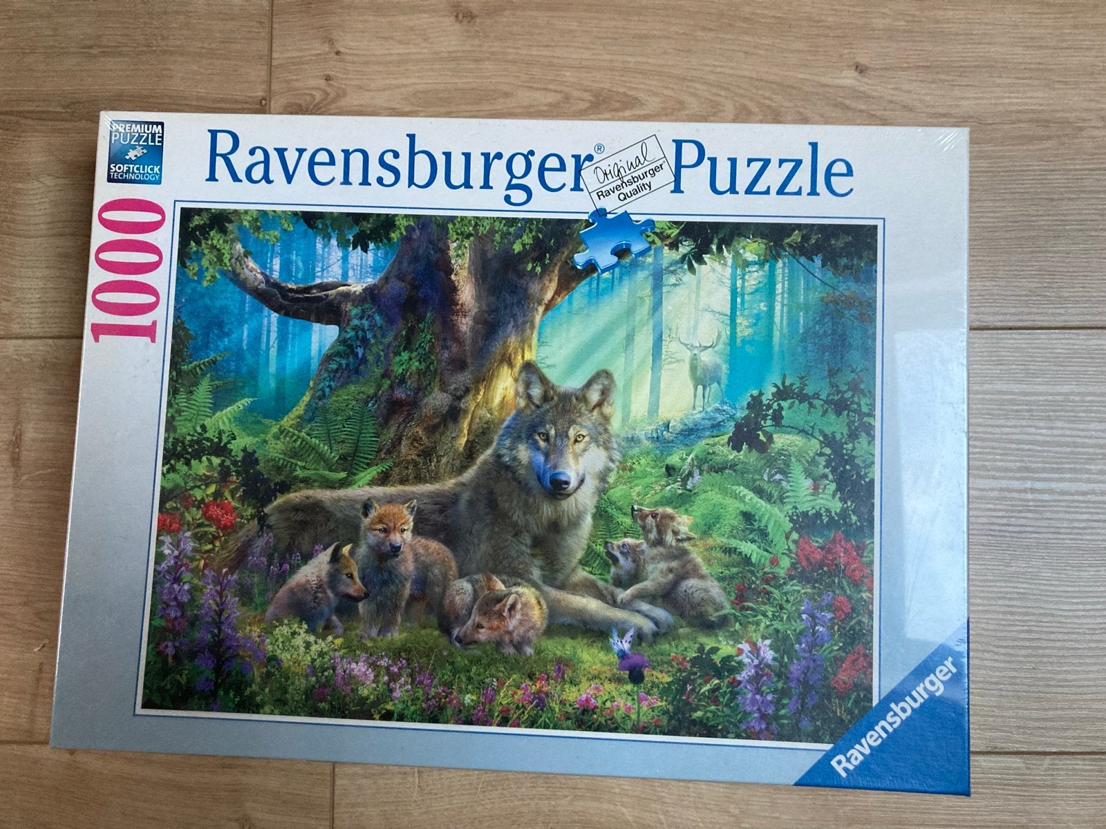 Ravensburger Legpuzzel Wolf met Welpen 1000 stukjes Nieuw, Ophalen of Verzenden, 500 t/m 1500 stukjes, Nieuw, Legpuzzel