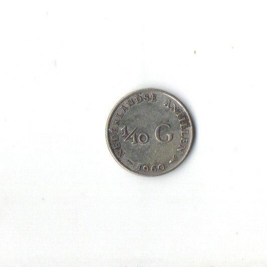 Nederlandse Antillen ⅒ Gulden 1960, Postzegels en Munten, Munten | Nederland, Verzenden, Koningin Juliana, Losse munt, Zilver