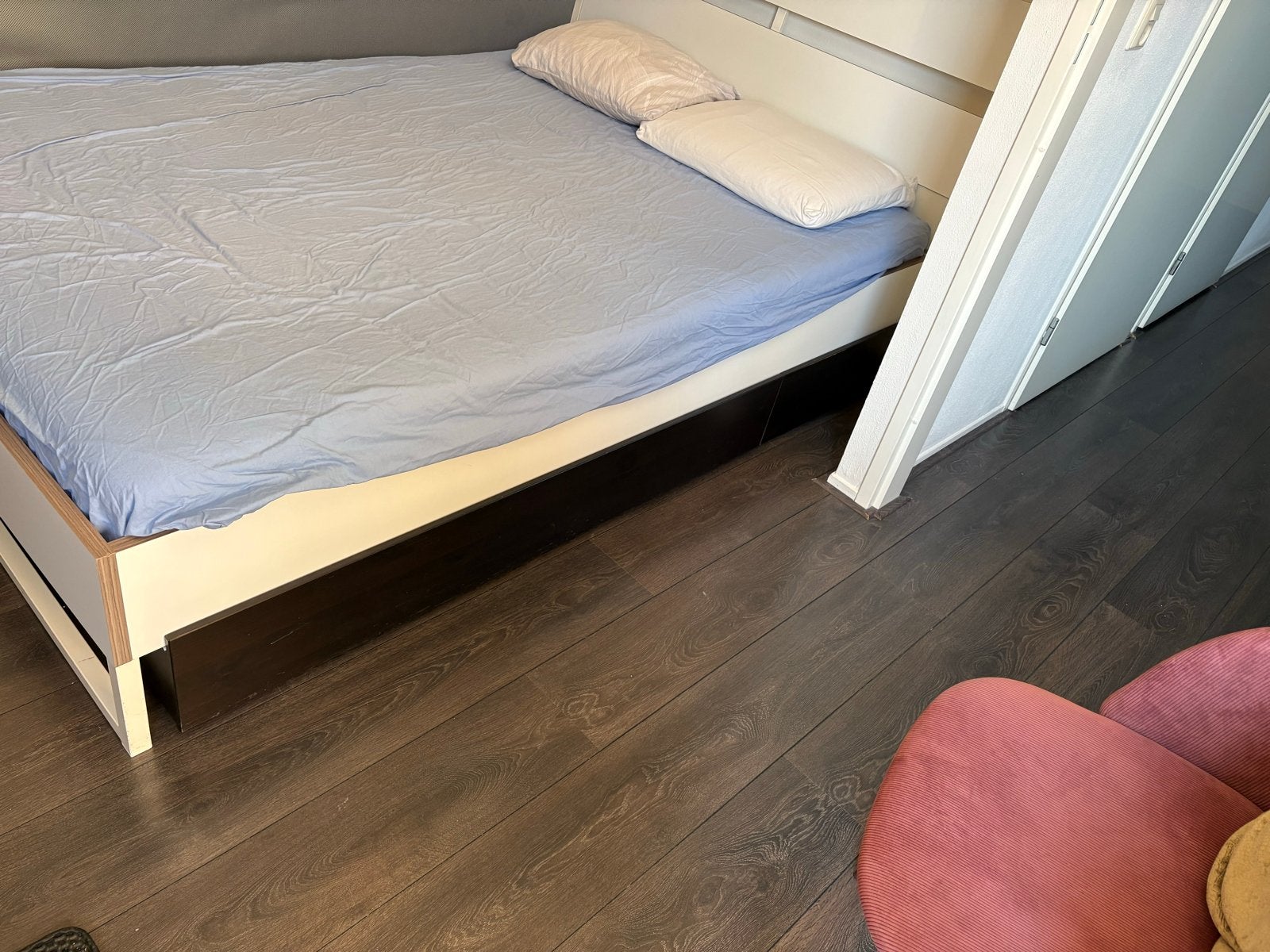Bed 140x200 cm met 2 lades - Wit, Ophalen, Gebruikt, Wit, Tweepersoons