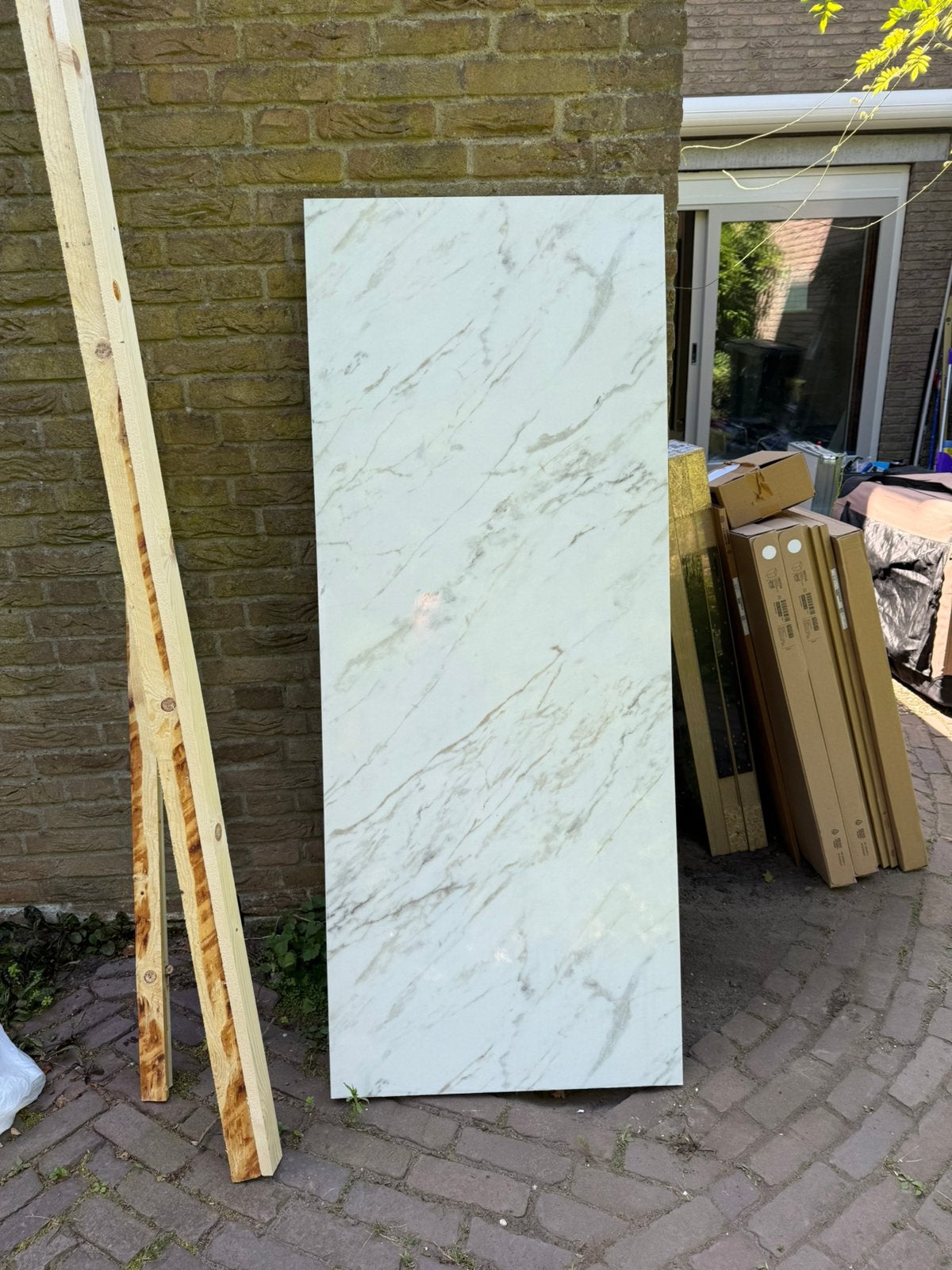 Praxis FAB Werkblad Aanrechtblad Marmer Calia RESTSTUK, Ophalen, Nieuw