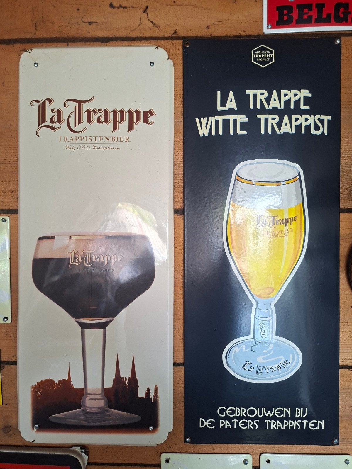 La Trappe Trappistenbier Emaille Reclamebord, Ophalen, Gebruikt, Reclamebord, Plaat of Schild, La Trappe