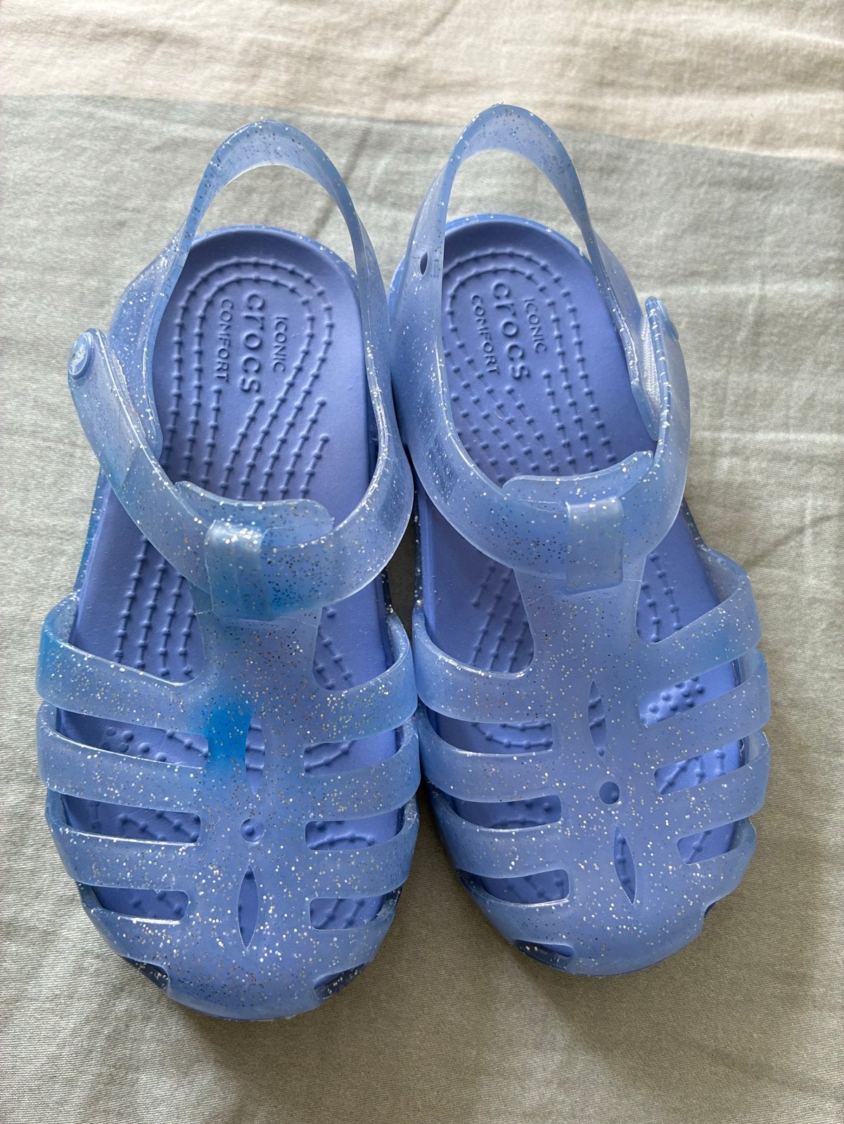 Crocs (water)sandalen met glitters - Maat 24/25 (C8), Ophalen of Verzenden, Gebruikt, Jongen of Meisje, Schoenen