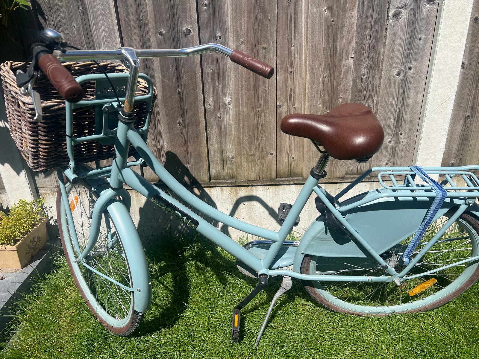 Stadsfiets voor kinderen met mandje en bagagedrager, Ophalen, Gebruikt, Terugtraprem, 20 inch of meer