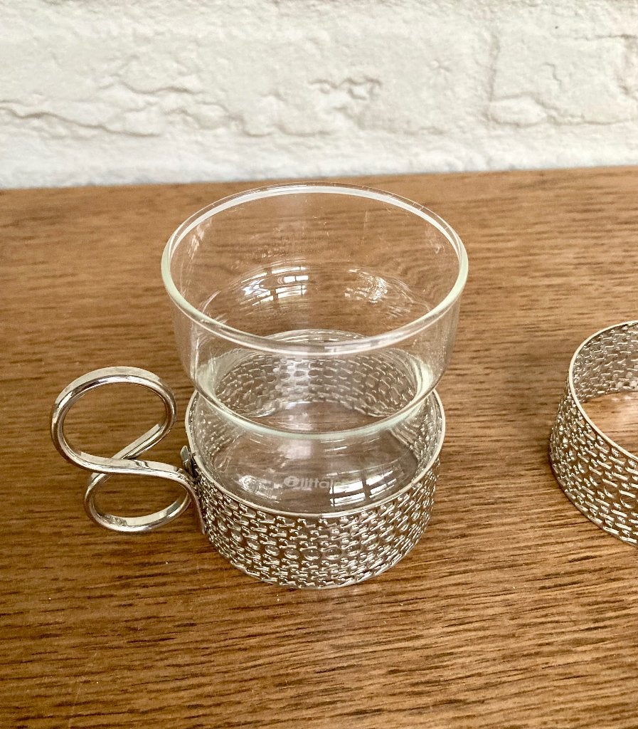 Iittala Finland: theeglas Tsaikka met houder. Z.g.a.n., Ophalen of Verzenden