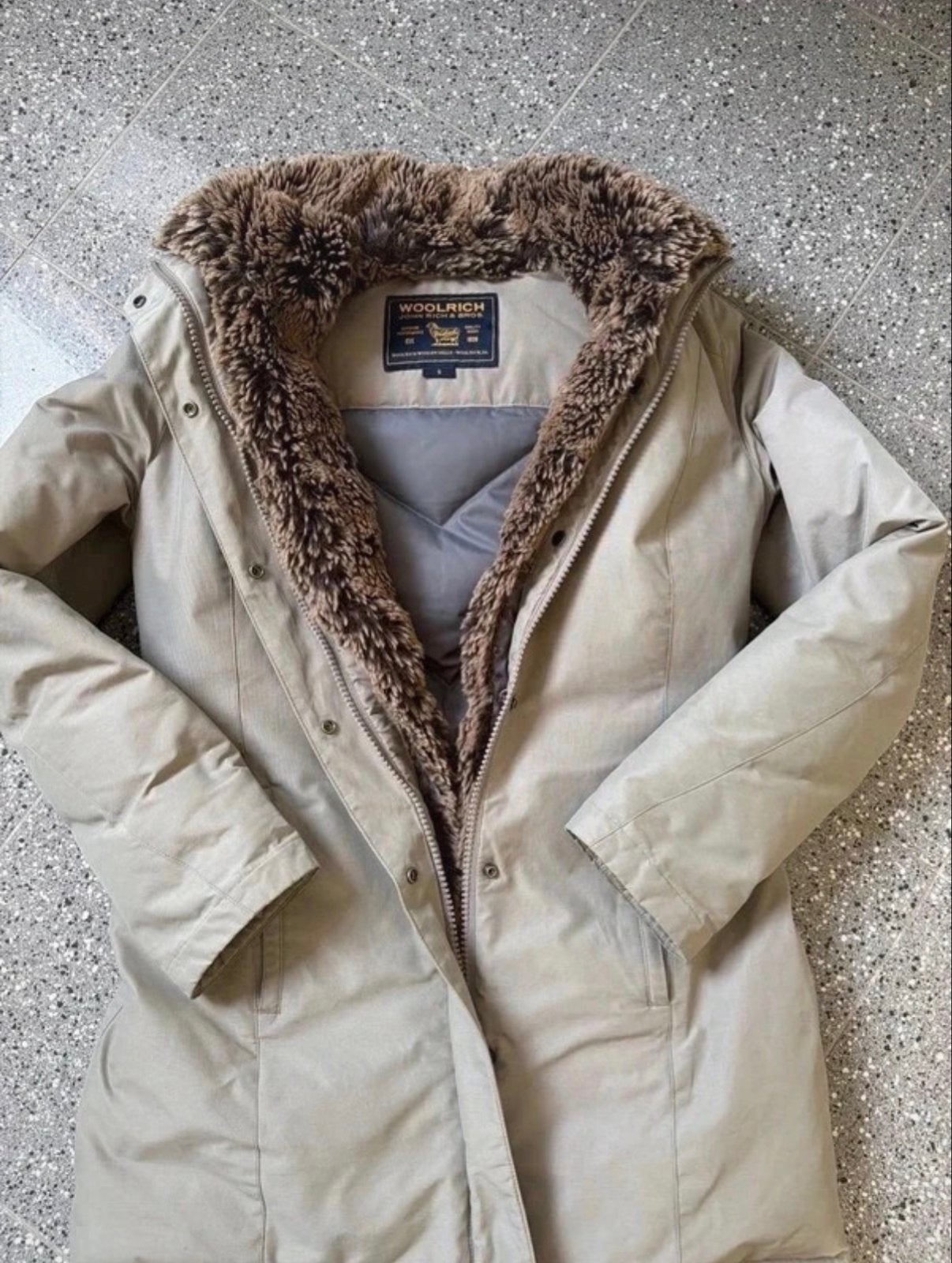 Woolrich Winterjas Parka - Maat S, Ophalen of Verzenden, Gedragen, Maat 36 (S), Beige