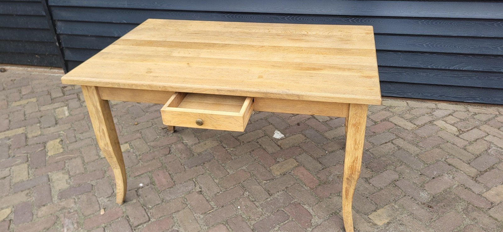 Mooie eiken keukentafel met lade - 135x85x79cm, Ophalen, Gebruikt, 100 tot 150 cm, Eikenhout