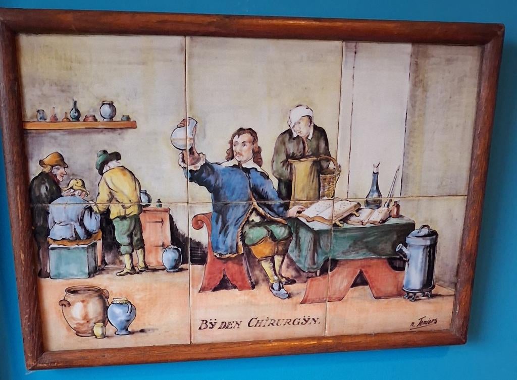 Tegeltableau. R. Termiers. BY DE CHIRUGYN. Oud. 49/42 cm., Ophalen
