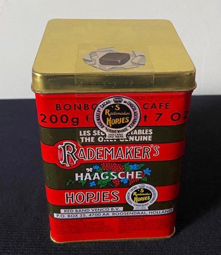Blik van Rademakers Haagsche Hopjes. 200 gr. Hoogte 11 cm., Ophalen of Verzenden, Zo goed als nieuw, Overige, Overige merken