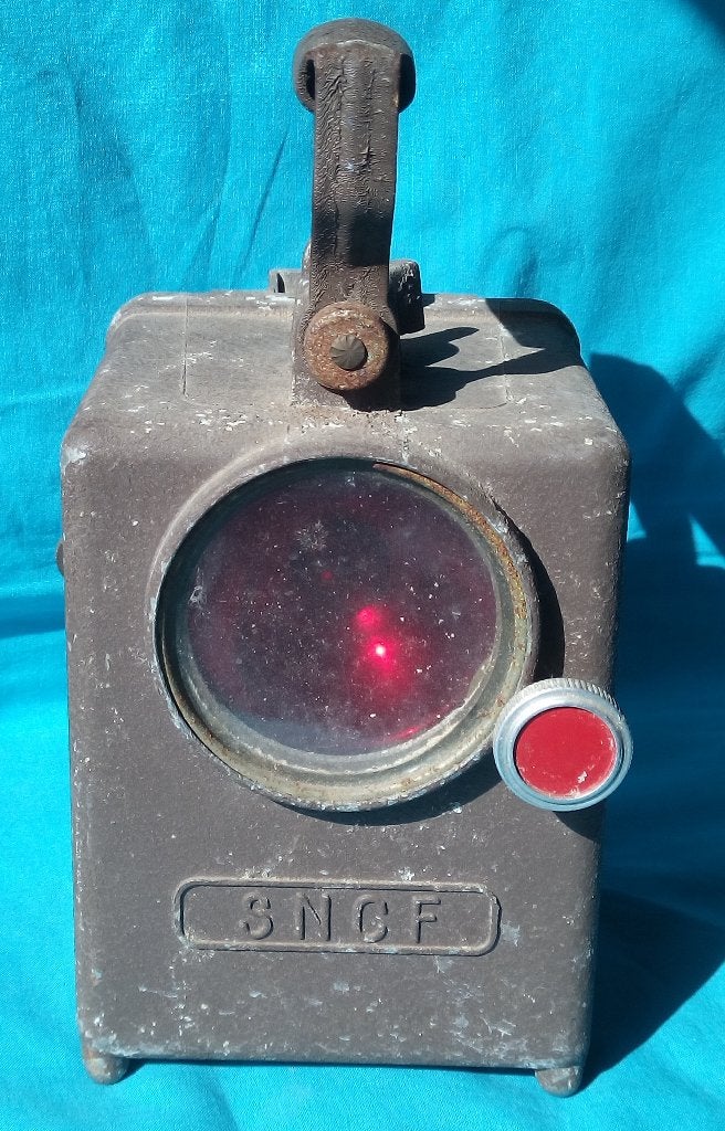 FRANSE SPOORWEGEN SNCF SEIN LAMP MET KLEURWISSELING BEUGEL, Verzenden, Gebruikt, Trein, Overige typen