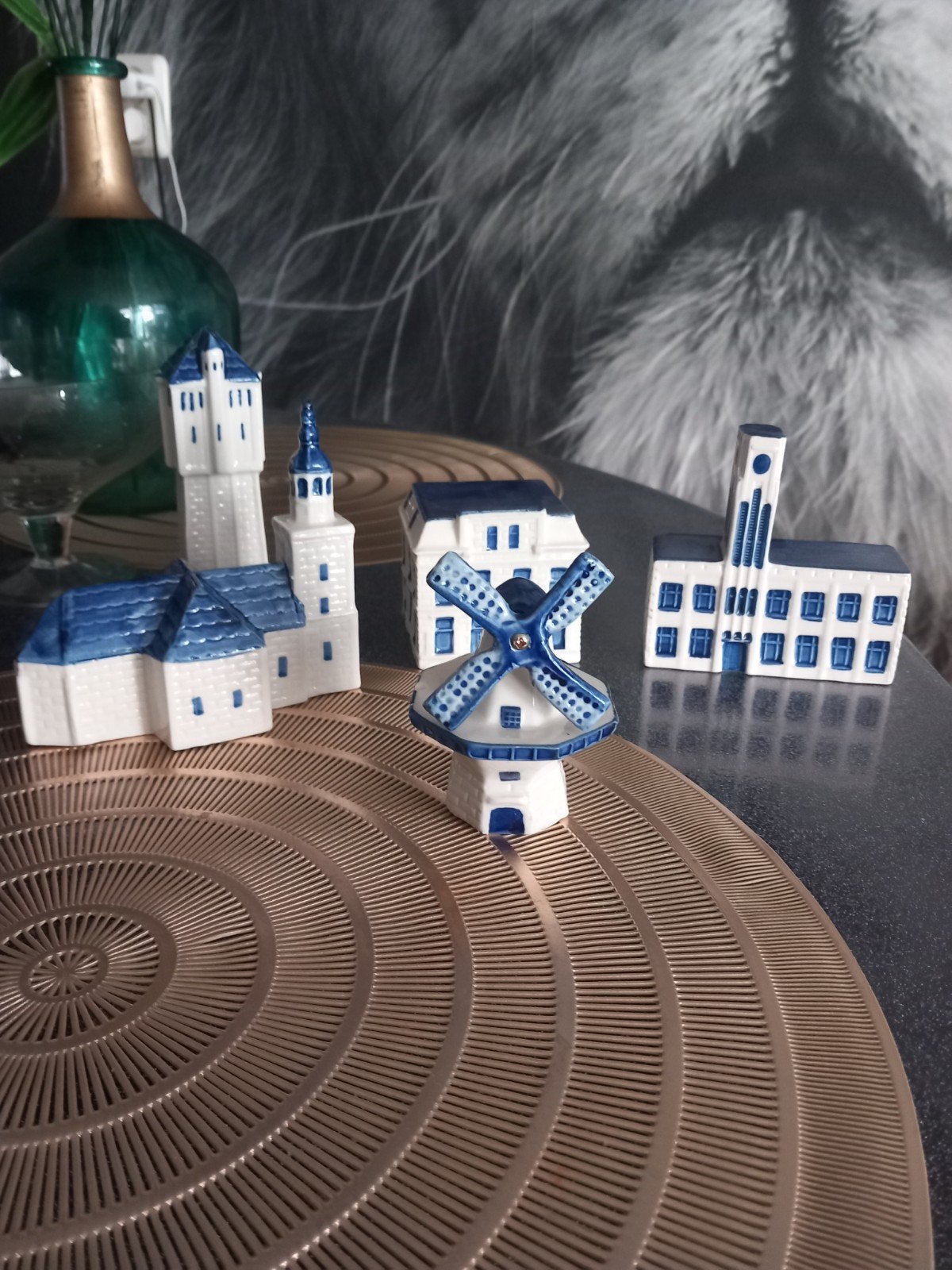Delfts blauwe miniatuurhuisjes en molen, Ophalen of Verzenden, Zo goed als nieuw