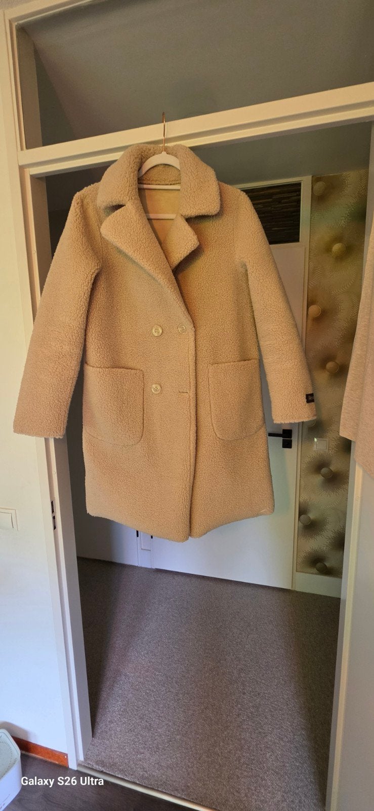 Rino & Pelle dubbelzijdige winterjas teddy/suède beige, Maat 38/40 (M), Beige, Ophalen of Verzenden, Zo goed als nieuw