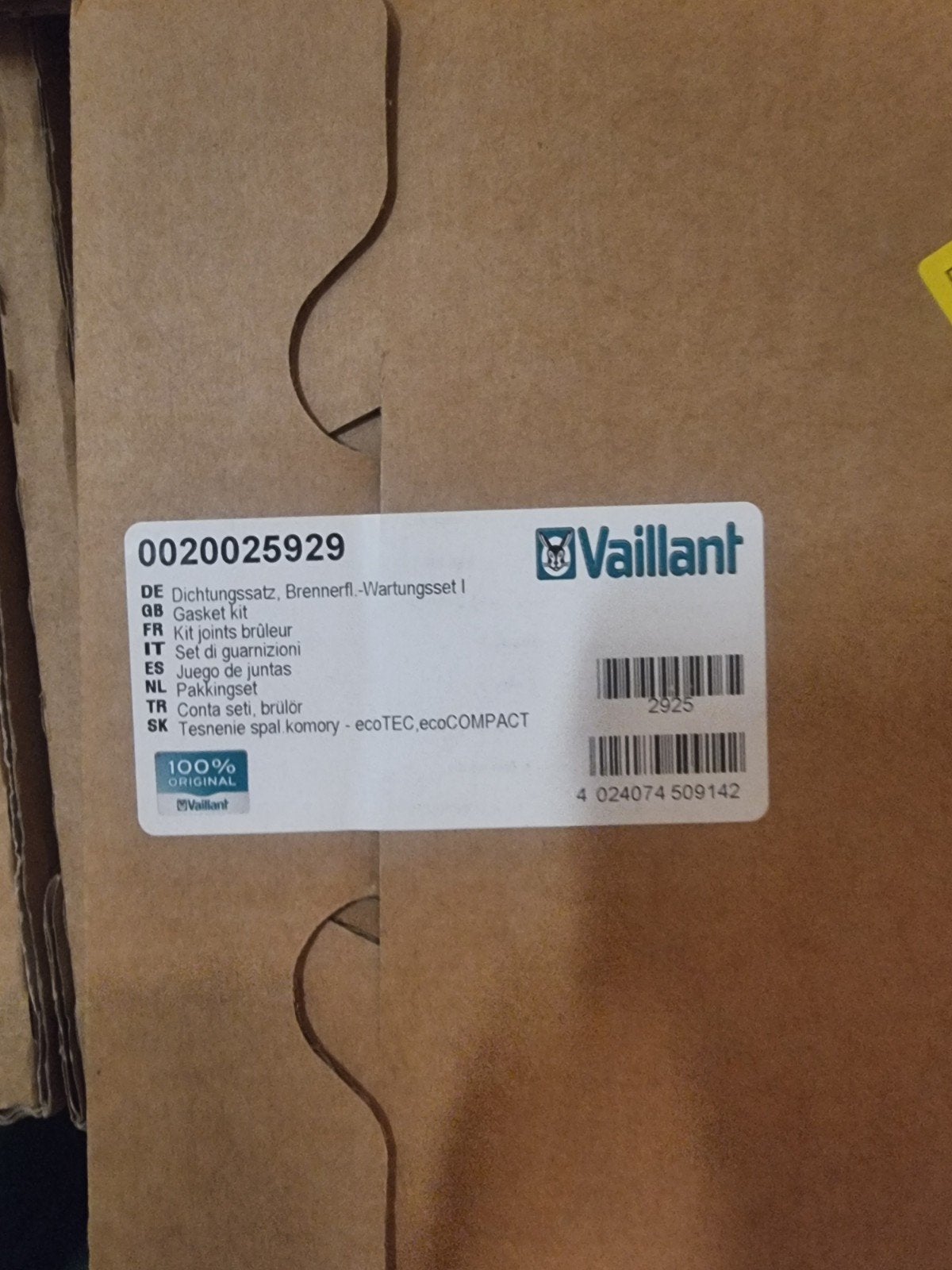 Vaillant Dichtingsset Brander ecoTEC/ecoCOMPACT 0020025929, Minder dan 30 cm, Cv-ketel of Combi-ketel, Nieuw, Minder dan 60 cm