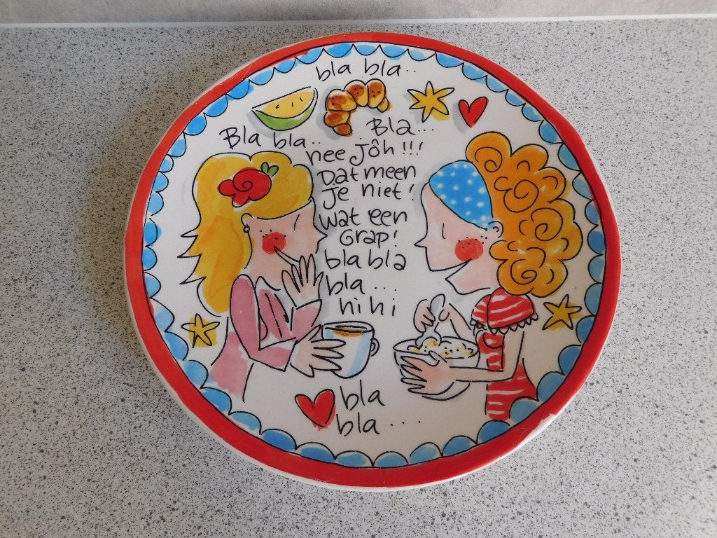 Blond Amsterdam Bord 'Even bijkletsen' - 21,5 cm, Ophalen of Verzenden, Zo goed als nieuw, Bord(en), Overige stijlen